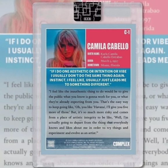 Gas Trading Cards x Complex Cover Series Camila Cabello Card NWT - Picture 2 of 7